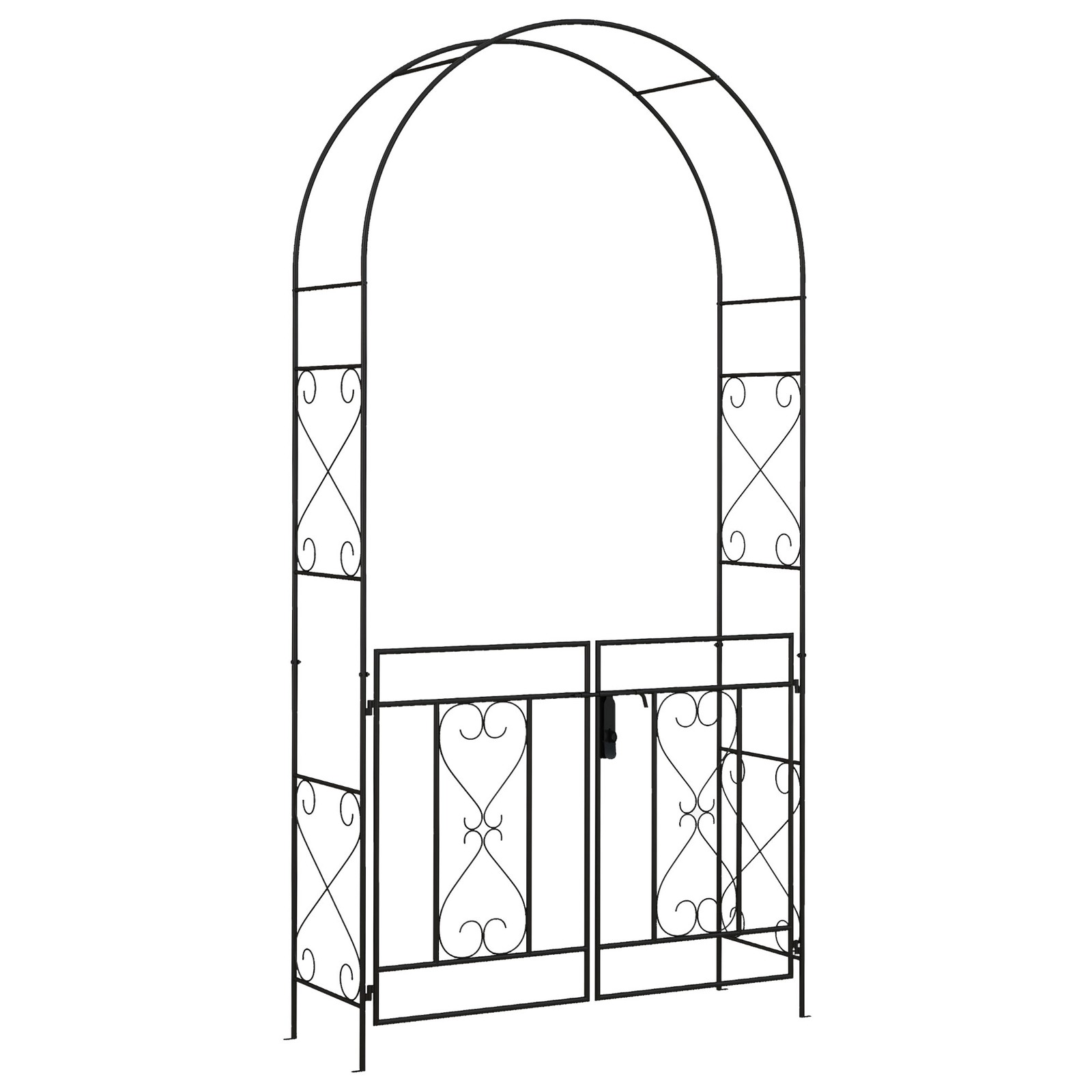 Outsunny Metal Garden Arch with Double Gate Garden Arbor Climbing Plants