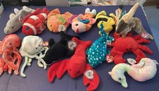 Beanie Babies Lot of 13 Ocean Beach Fish Sea Creatures Assortment with Tags