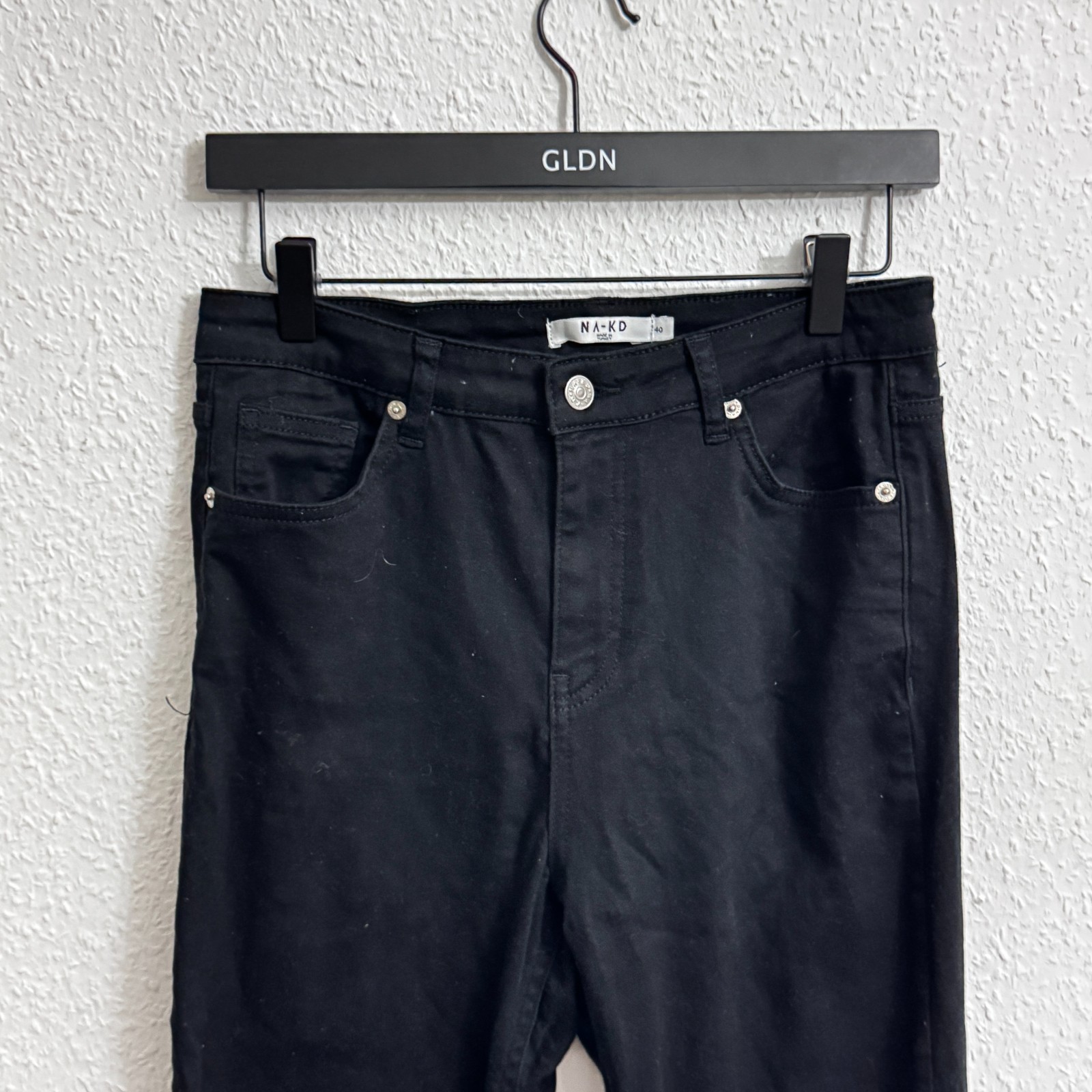 NA-KD High Waisted Straight Leg Jeans in Black - Size 40 image 5