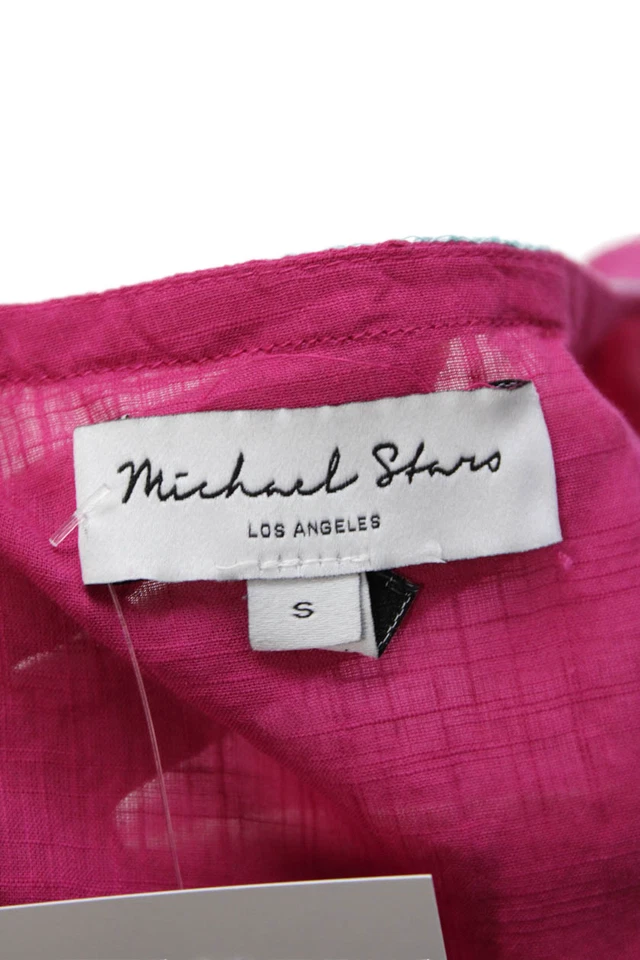 Maxi Vestido Rosa Michael Stars Para Mujer Algodón Cuello en V Cordón Cintura Talla S Foto 4 de 4