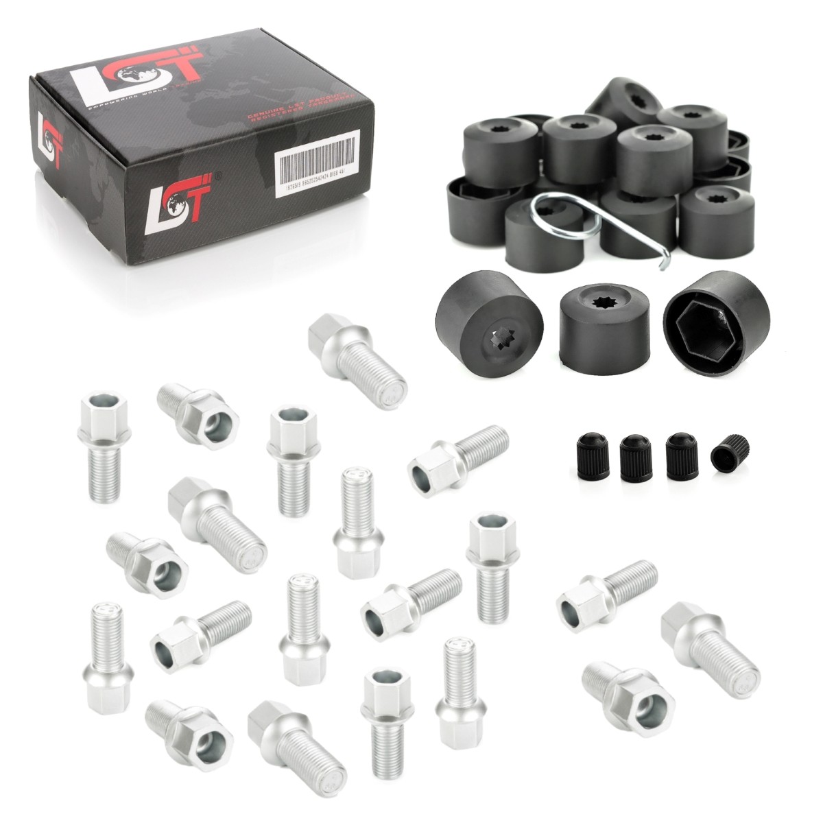 20X Wheel Bolts Ball Head M14X1.5X27 Caps For VW TIGUAN 5N AD BW T-ROC