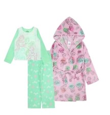 NWT Disney's Licensed 3-Piece Plush Robe  Fleece Pajama Set, Princess 10 girls