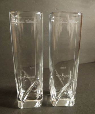 Set of 2 Johnny Walker Keep Walking-Square Whisky Highball Measured Bar Glasses