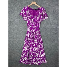 Lauren Ralph Lauren Hawaii Floral Midi Tiered Belted Dress Sz 2 Ruffle Sleeves
