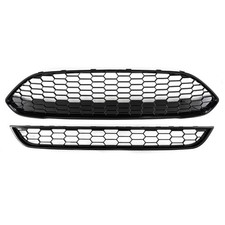 FOR 2013-2017 FORD FIESTA MK7 BLACK ZETEC S HONEYCOMB FRONT UPPER & LOWER GRILLE