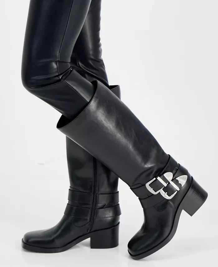 Wild Pair Buckk Buckle Moto Boots Black Smooth - Image 2 of 4