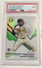 2024 Topps Pristine - Jackson Chourio #180 Green Refractor 004/150 (RC) PSA 9