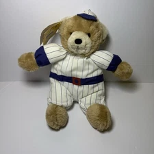 Baseball Teddy Bear Prestige Toy Vintage Stripe Blue White 1988