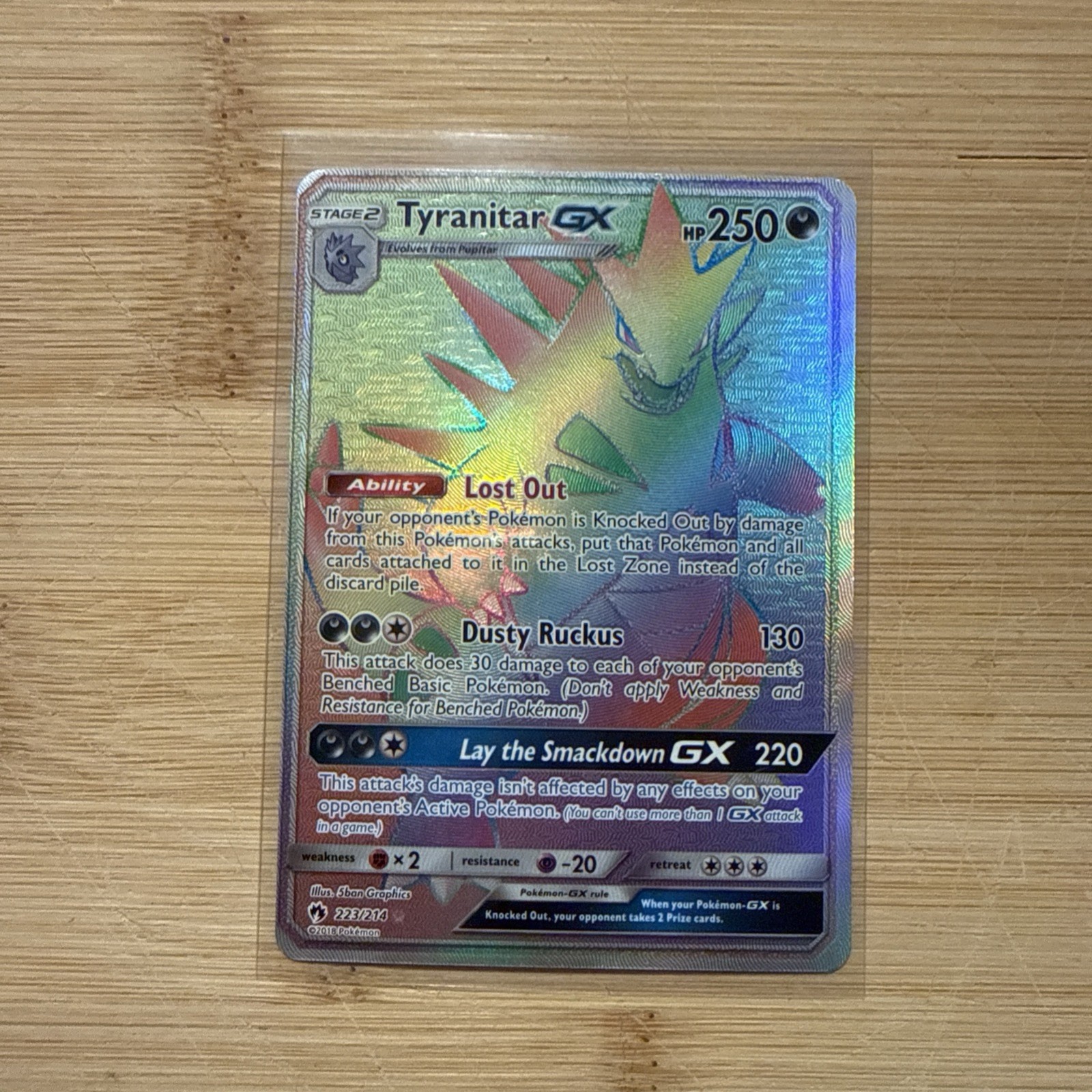 Pokémon TCG Tyranitar GX Lost Thunder Holo Card 223/214 Secret Ultra Rare GMT