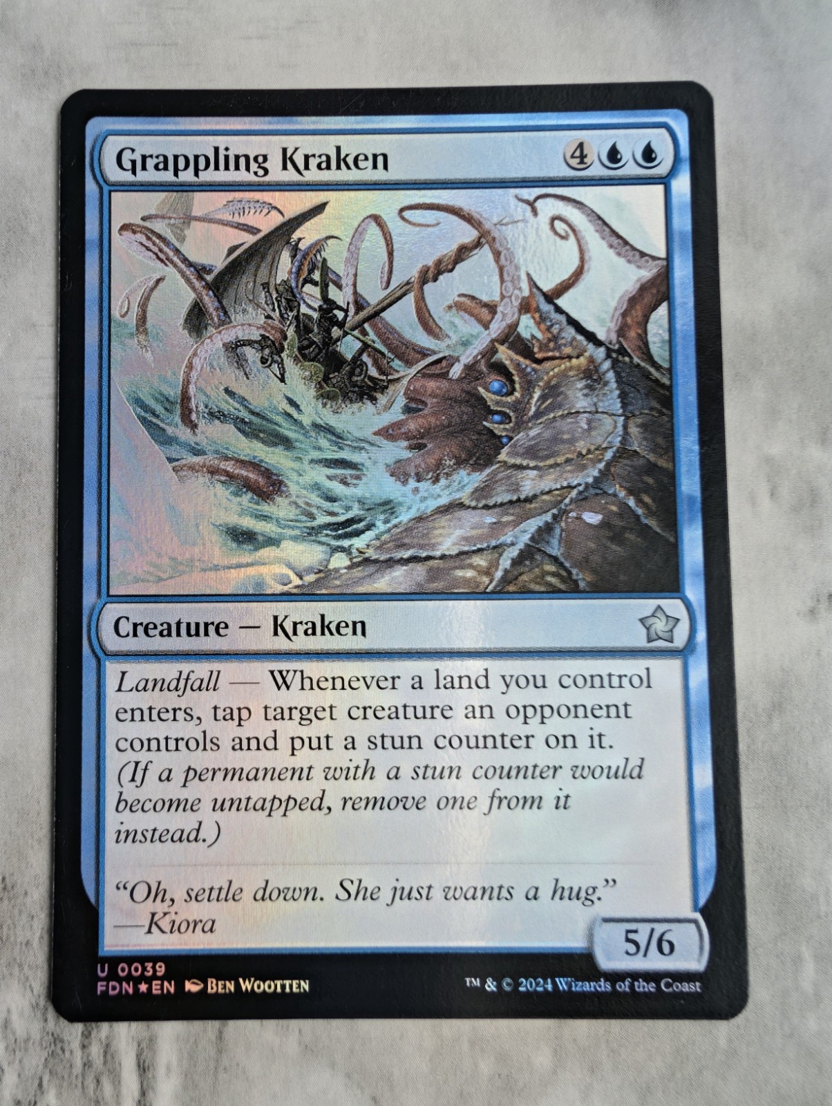 Grappling Kraken (Foil) | MTG Foundations FDN | Landfall Tap Stun Counter | NM