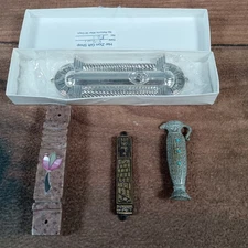 Lot Of 4 Jewish Religious Items Mezuzah Case Stone Tulip Vase Decor