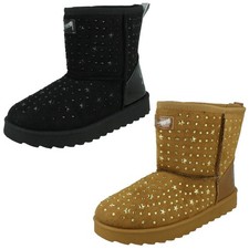 Girls Pineapple Casual Lined Warm Comfort Studded Star Boots