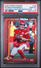 2025 Topps Chrome Patrick Mahomes II Football Leather Refractor Chiefs PSA 10