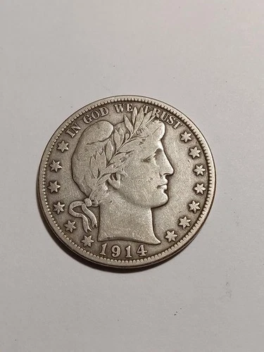 1914 S barber silver half dollar, FINE condition