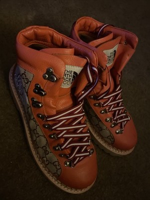 $2000 Mens GUCCI x The North Face GG Alpine Hiking Boot Orange Sz 8G, US 8