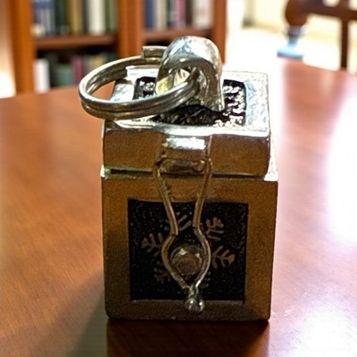 Ganz Miniature Prayer Wish Box Charm Pendant Hinged Lid Silver Tone Snowflakes