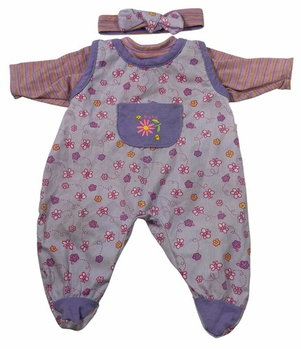 Vintage Zapf Creation Baby Doll Romper Outfit w/ Headband Shirt Purple Buzz Bees