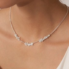 Custom Name Necklace Multiple Personalized Nameplate Pendant 18k Gold SIlver