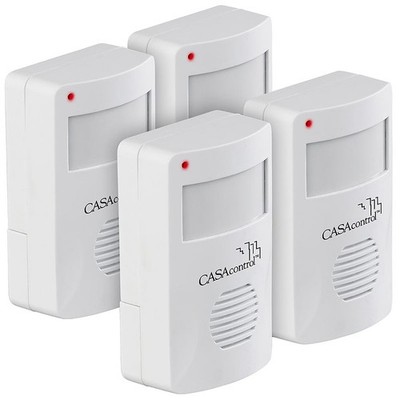CASAcontrol 4er-Set Batterie-Durchgangsmelder mit PIR-Bewegungssensor, 8 m, 120°
