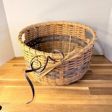 Handwoven Wicker Basket Rustic Farmhouse Storage Bowl 12in Round