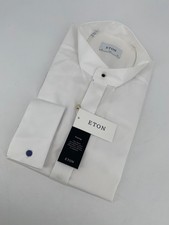 Eton Dress Shirt Mens XL 17 1/2 - 44 White Signature Twill Slim Fit Button Up
