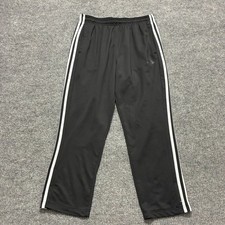 Adidas Mens Sweatpants Size L Black Side Striped Pull On Stretch Activewear