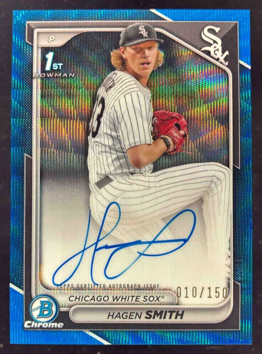 2024 Bowman Draft Chrome Blue Wave Refractor #CPA-HS Hagen Smith RC Auto /150