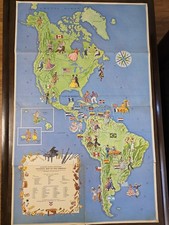 1966 Standard School Broadcast Pictorial Map of Pan-America Chevron 41x25.5