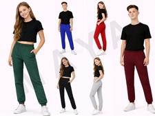 Kids School Jogging Bottom Stretchy Elasticated Waist BoyGirl Tracksuit Bottom