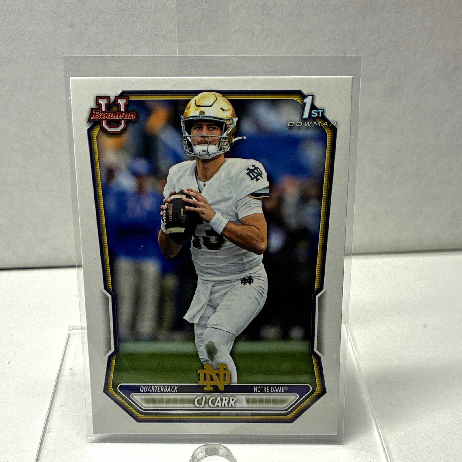 2026 Bowman U CJ Carr #bp-110 Notre Dame Football 1st Bowman