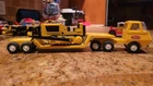 Tonka mini Low BoyTruck/Trailer with Bulldozer - 11" length - Good Condition