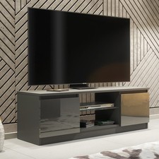 TV Stand 120cm Matt Dark Grey Body Gloss Dark Grey Front Modern Unit VELERA