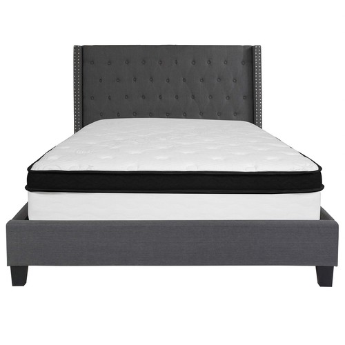 Flash Furniture Riverdale Tufted Queen Platform Bed in Beige - Picture 5 of 6