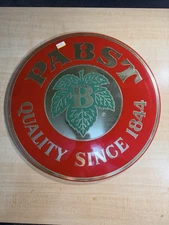 Pabst Blue Ribbon Beer Round Sign " Since 1844" Leaf Emblem  16" diameter