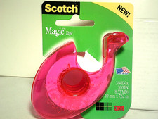 Vtg Scotch Contour Magic Tape Dispenser Pink Decorated Plastic Discontinued 3M