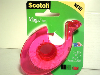 Vtg Scotch Contour Magic Tape Dispenser Pink Decorated Plastic Discontinued 3M