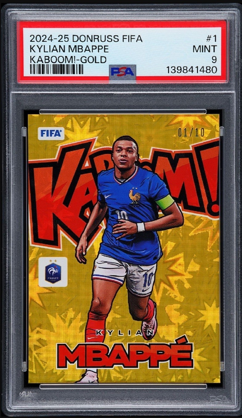 2024-25 Donruss Fifa Kylian Mbappe #1 Gold Kaboom! /10 - PSA 9