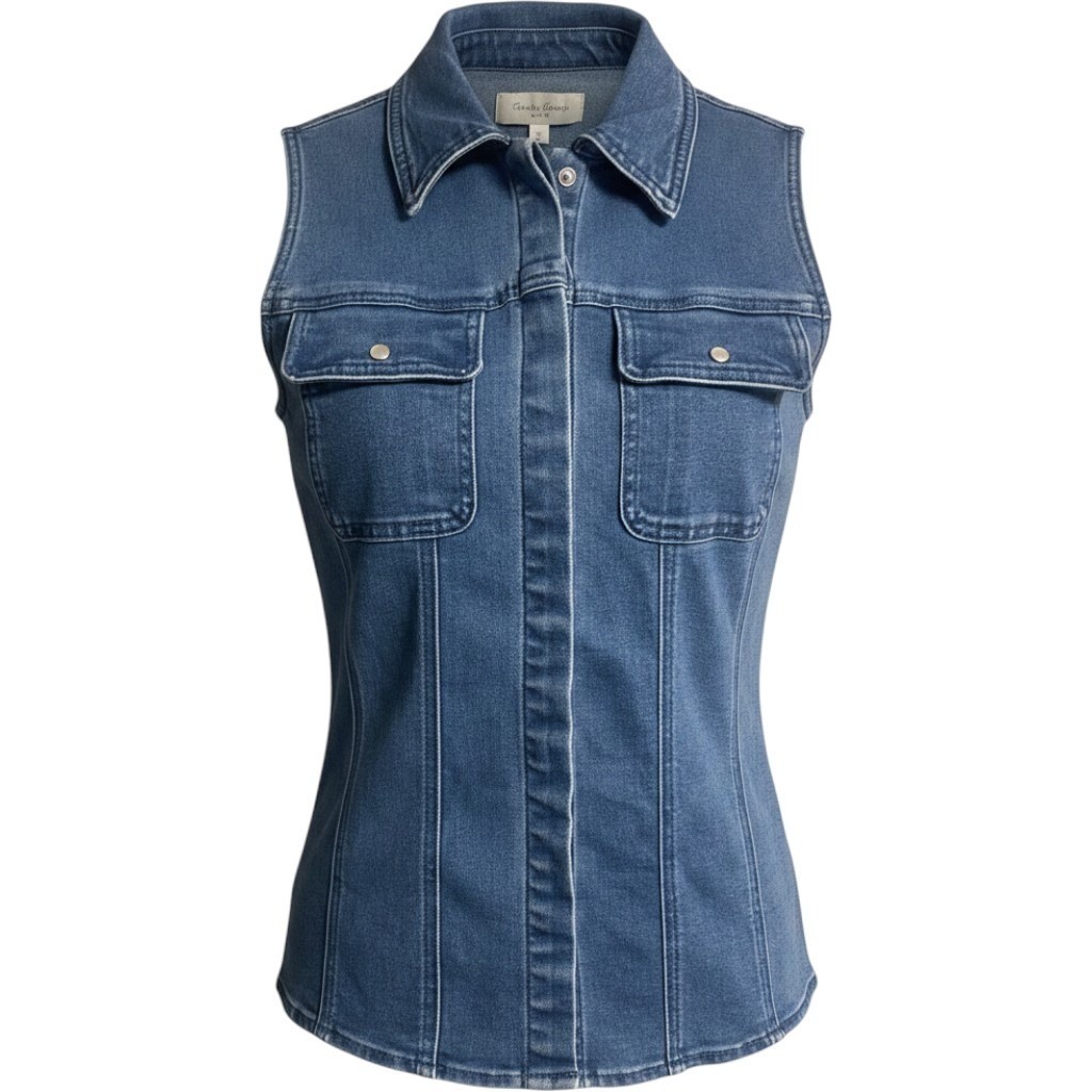 Sanctuary Denim Sleeveless Pearl Snap Top Women's Small