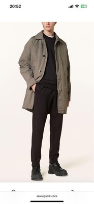 Stone Island David-TC Khaki Trench Coat XL Wool Lined Used