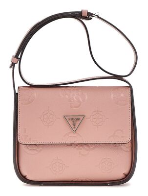 GUESS Keandra Crossbody Flap Umhängetasche Tasche Rosewood Logo altrosa Neu