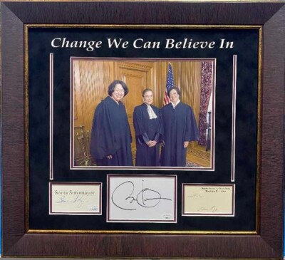 Barack Obama Sonia Sotomayor Elen Kagan Supreme Court Signed Autograph Photo JSA