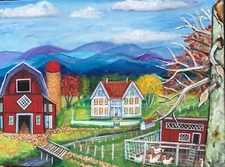 Original Acrylic Painting on Canvas LIFE ON THE FARM 24x18