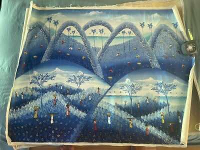 Morie ?( Haiti), Oil on Canvas, Colorful Scene, Signed plus info