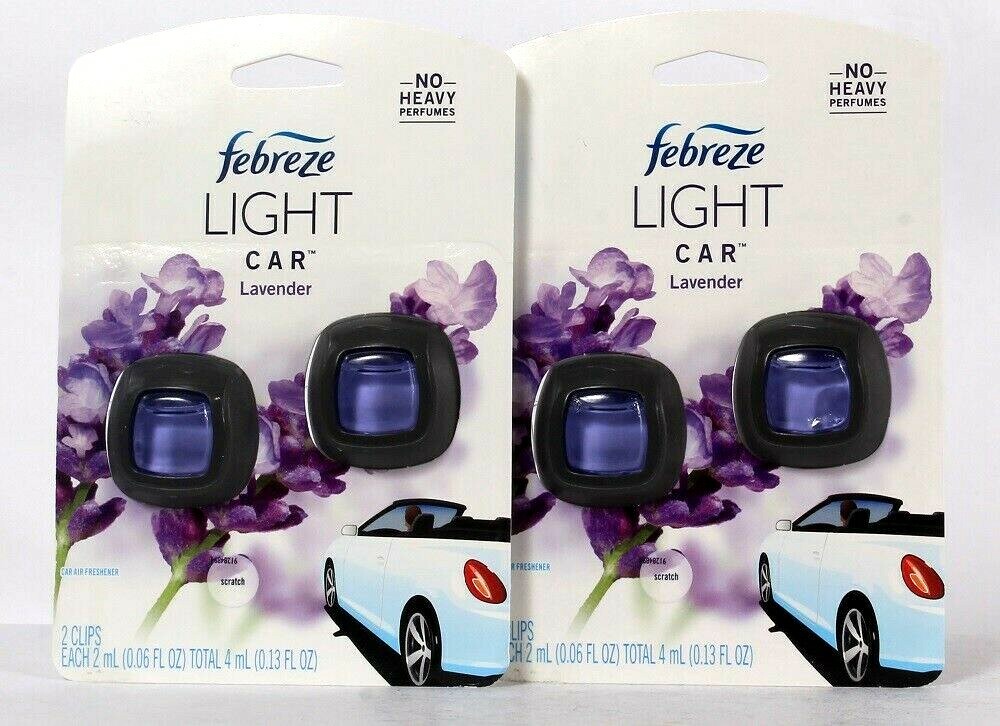 2 Febreze Light Car Lavender 2 Count Air Freshener Vent Clips No