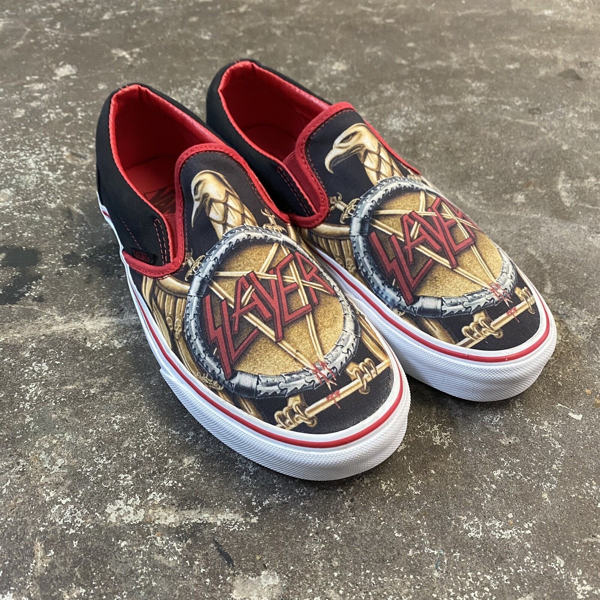 Vans Classic Slip On Slayer Reign In Blood Shoe Men’s Size Metal Album Art