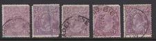 KGV Australia 4 1/2d Violet (L- R Single, Single, Single, SMW, SMW)