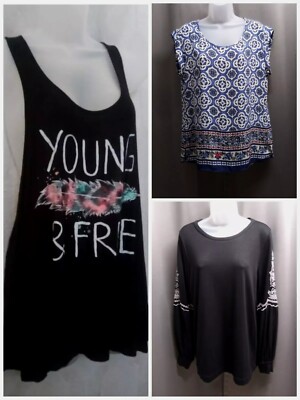 Lot Of 3, Loft, DR2, & Unbranded Multi-Black L-Sleeve & Sleeveless Blouse Tops