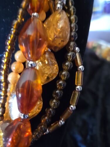 COLLANA TRESKA PERLINE GROSSE 6 FILI ECLETTICO MIX DI MATERIALI UNICA, L - Foto 4 di 8