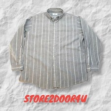 Men's ARROW DOVER Gray and White Striped LS Button Down Shirt 17 - 34 BIG