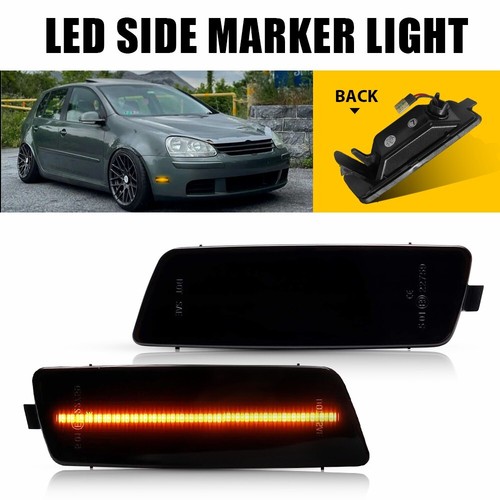 Smoke Lens Amber LED Front Marker Light For VW MK5 Golf GTI Rabbit Jetta 2006-09 - Picture 16 of 19